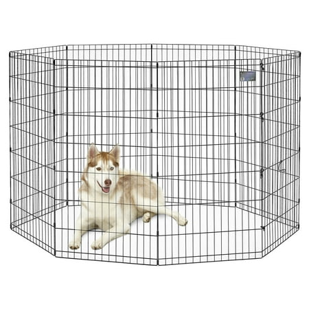 MidWest Homes for Pets 48-Inch Exercise Pen, for Indoor and Outdoor use, 16 Sq Feet of Play, Folding Dog Pen, No Door Design for Maximum Security, Easy to Set Up, Foldable Dog Playpen