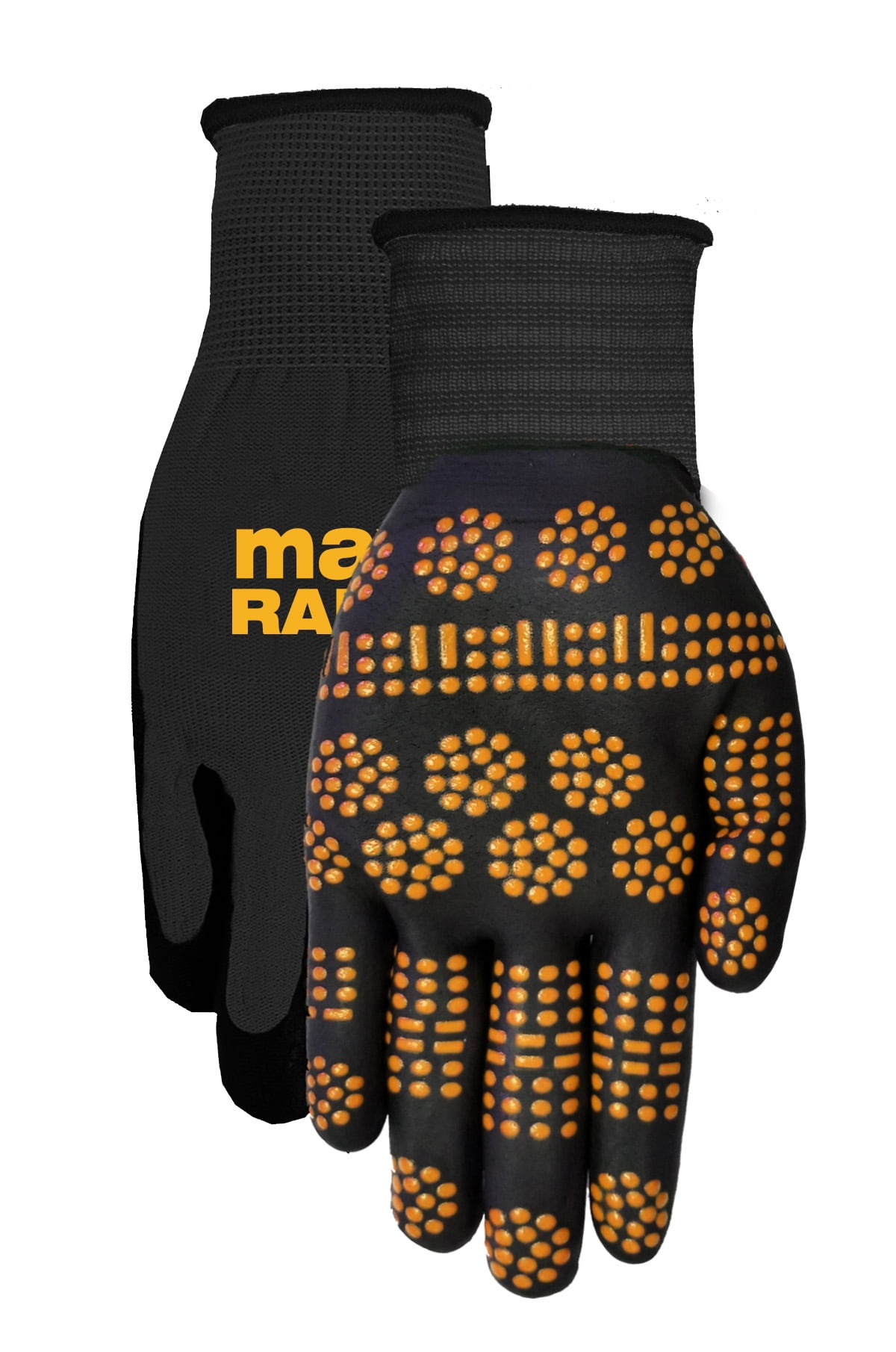 MidWest Gloves & Gear, Unisex, 6 Pack of Radial Max Grip™ Gloves, Black and  Yellow, Size SM