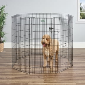 MidWest Homes for Pets 48-Inch Exercise Pen, for Indoor and Outdoor Use, 16 Sq Feet of Play, Single Door Folding Dog Pen, with Large Door Opening & Secure Latch, Easy to Set Up, Foldable Dog Playpen