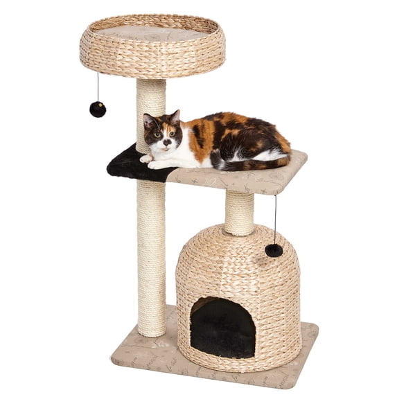 MidWest Homes for Pets Feline Nuvo Nest Cat Tree, 3-Tier, Woven Rattan & Sisal