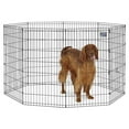 thumbnail image 1 of MidWest Home for Pets Metal Exercise Dog Playpen Without Door, 8 Panels, 4 Ground Stakes, Foldable and Portable Pet Playpen, 42 Inch High, Black, 1 of 7