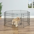 thumbnail image 1 of MidWest Home for Pets Metal Exercise Dog Playpen Without Door, 8 Panels, 4 Ground Stakes, Foldable and Portable Pet Playpen, 30 Inch High, Black, 1 of 10