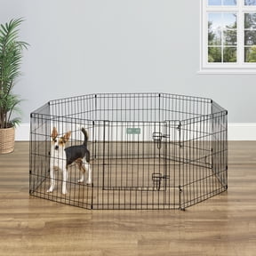 MidWest Homes for Pets 24-Inch Exercise Pen, for Indoor and Outdoor Use, 16 Sq Feet of Play, Single Door Folding Dog Pen, with Large Door Opening & Secure Latch, Easy to Set Up, Foldable Dog Playpen