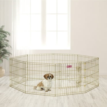 MidWest Homes For Pets Metal Exercise Dog Playpen No Door, Gold, 24"H
