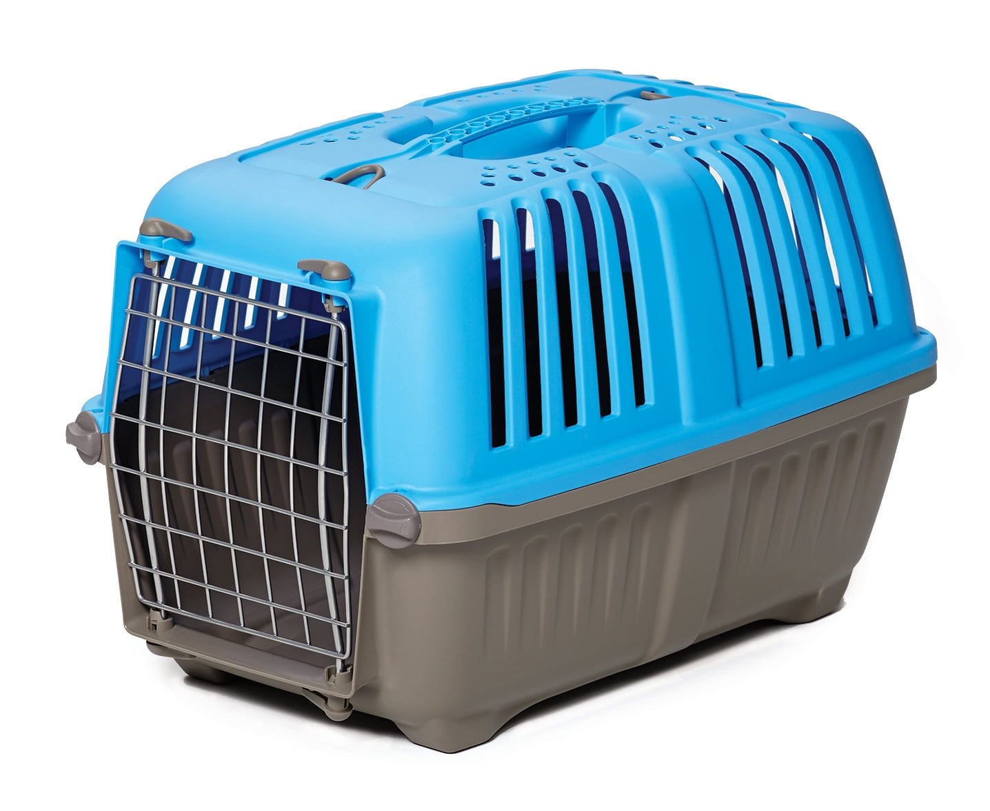 Extra Small Blue and Gray Plastic Pet Carrier with Steel Door