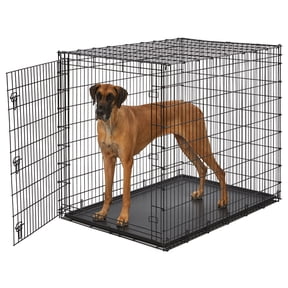 Solutions by MidWest Homes for Pets 54-Inch Drop Pin Crate for Giant Breeds Over 100 lbs, Single Door Dog Crate with Leak-Proof Tray & Secure Latches, Durable Drop Pin Construction