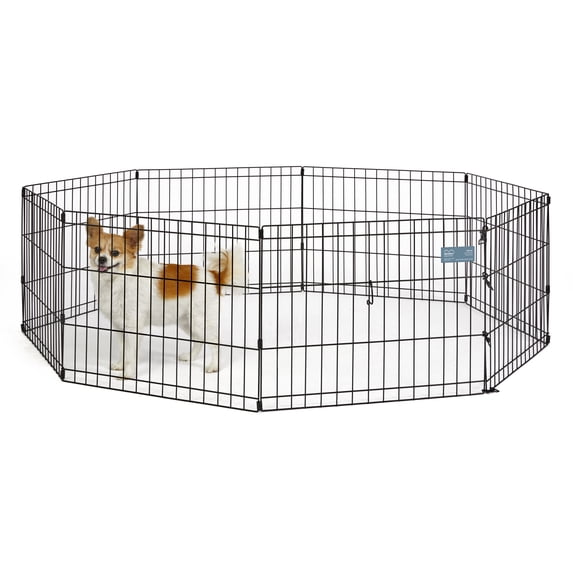 MidWest Homes for Pets 18-inch Exercise Pen, for Indoor and Outdoor use, 16 Sq Feet of Play, Folding Dog Pen, No Door Design for Maximum Security, Easy to Set Up, Foldable Dog Playpen