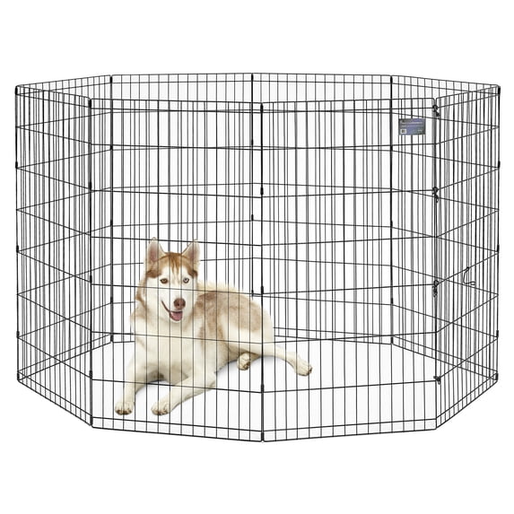 MidWest Homes for Pets 48-Inch Exercise Pen, for Indoor and Outdoor use, 16 Sq Feet of Play, Folding Dog Pen, No Door Design for Maximum Security, Easy to Set Up, Foldable Dog Playpen