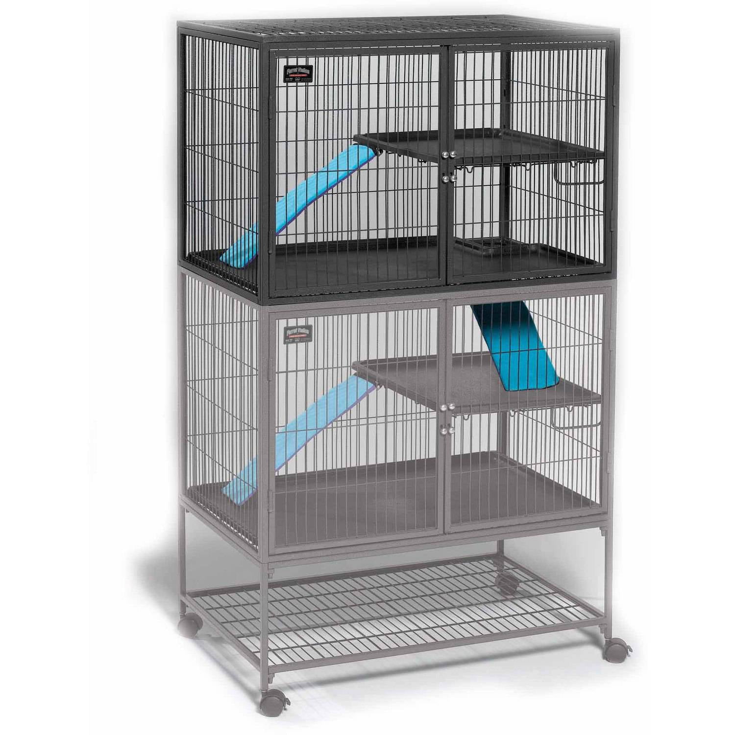 Gray Metal Ferret Nation Add-On Cage with Ramps