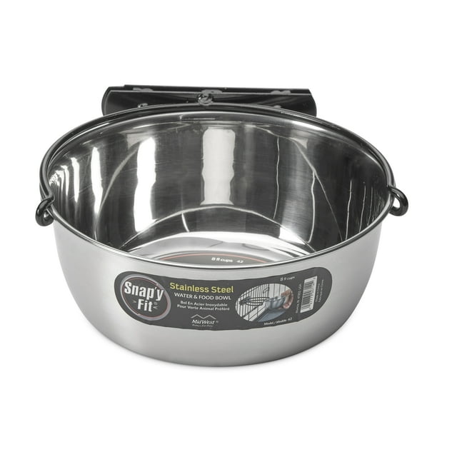 MidWest Homes for Pets 2 Quart Snap'y Fit Stainless Steel Bowl for Dogs, 8 cups/ 64 oz