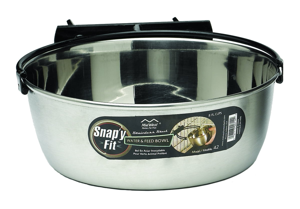 MidWest Homes for Pets 2 Quart Snap y Fit Stainless Steel Bowl for Dogs 8 cups 64 oz Walmart