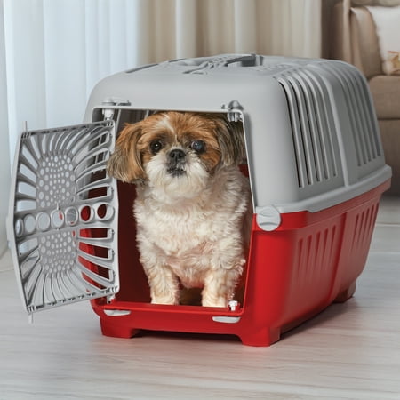 MidWest Homes for Pets 22 inch Spree Travel Pet Carrier for Dog or Cat with Plastic Door, Red