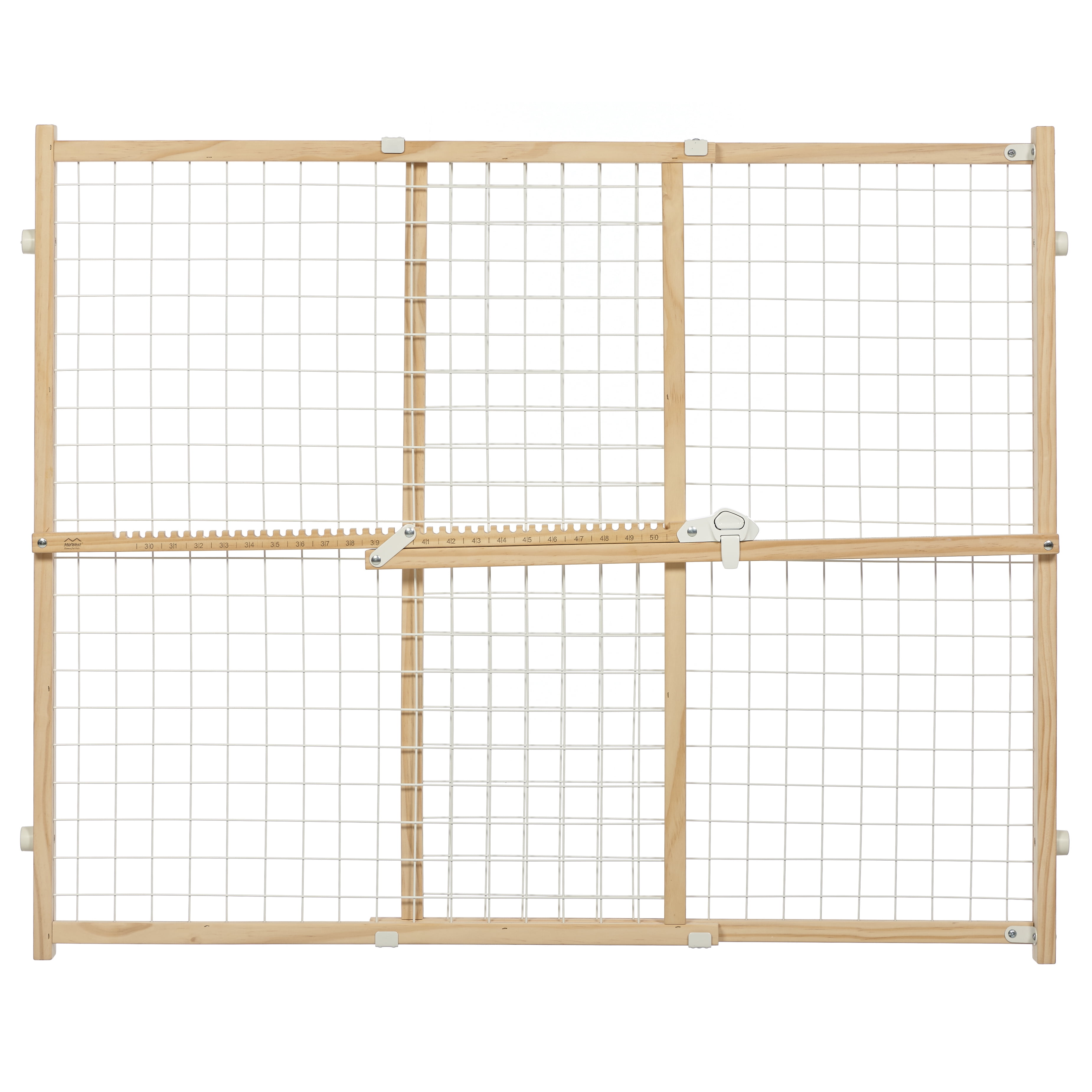 MidWest Homes for Pets Wire Mesh Pet Safety Gate Pressure Mounted Dog Gate Measures 24 Inches Tall Expands to 29 50 Inches Wide Natural Wood White Powder Coated Wire Mesh Walmart