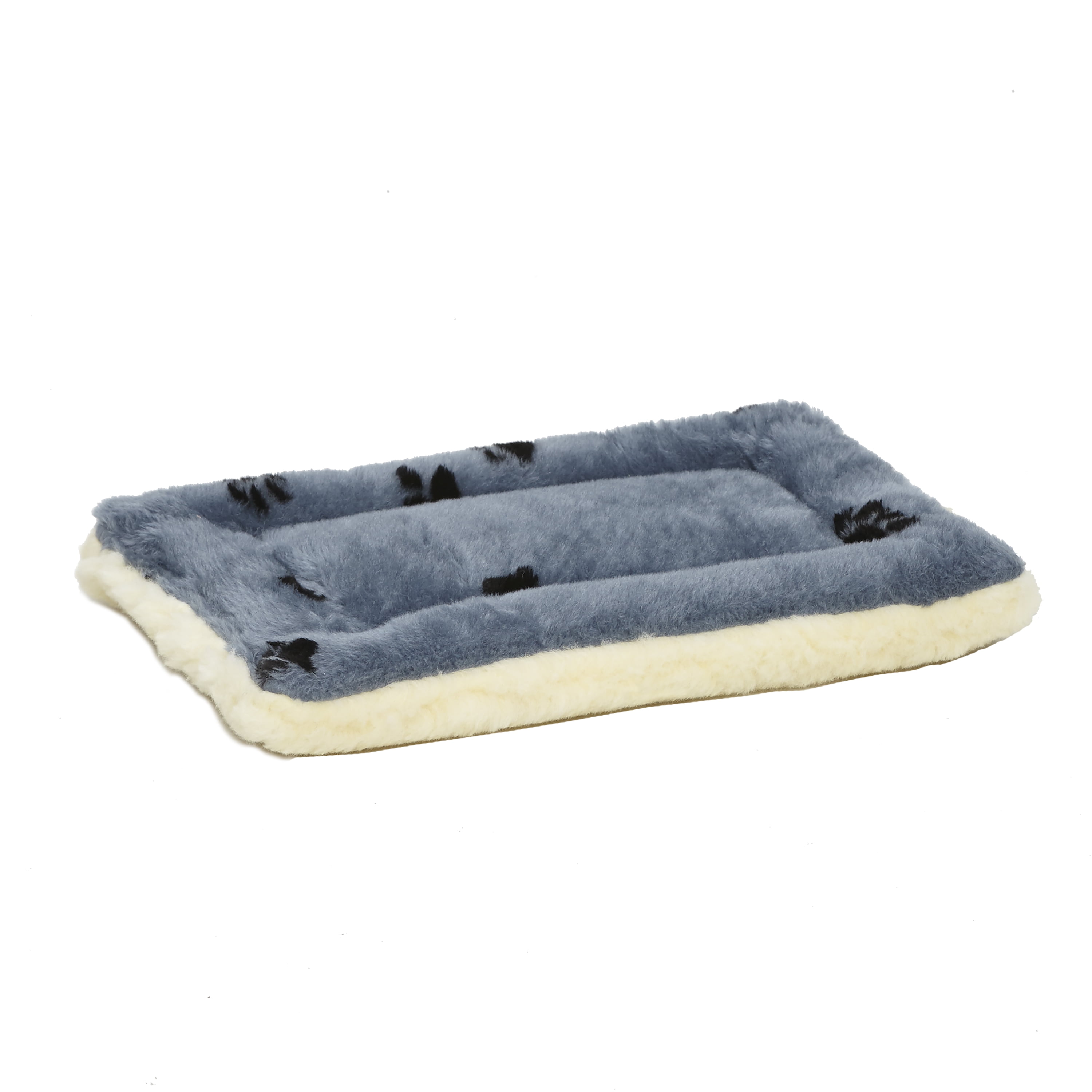 MidWest Homes for Pets, Blue Paw Print Reversible Fleece Dog Bed Designed to fit 18 inch Crate