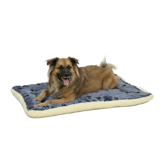 MidWest Homes for Pets, Blue Paw Print Reversible Fleece Dog Bed Designed to fit 36 inch Crate