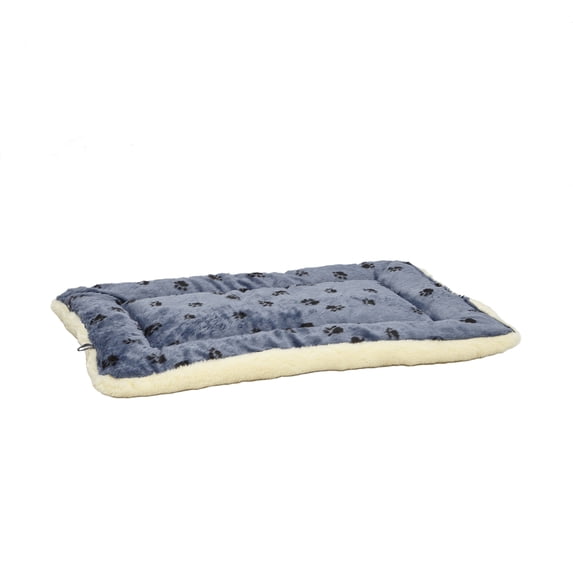 MidWest Homes for Pets, Blue Paw Print Reversible Fleece Dog Bed Designed to fit 42 inch Crate