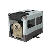 MIDWESTPETPRODUCTS MidWest Homes for Pets 24" Canine Camper Soft Dog Crate with Synthetic Sheepskin Pad, Gray