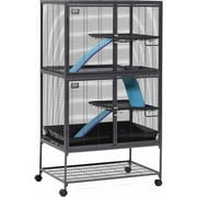 Critter Nation by MidWest Homes for Pets Double Unit Small Animal Cage, Habitat for Rats, Chinchillas, Ferrets, Sugar Gliders, Tool-Free Assembly, with Full-Width Doors, Shelves & Removable Base Pans