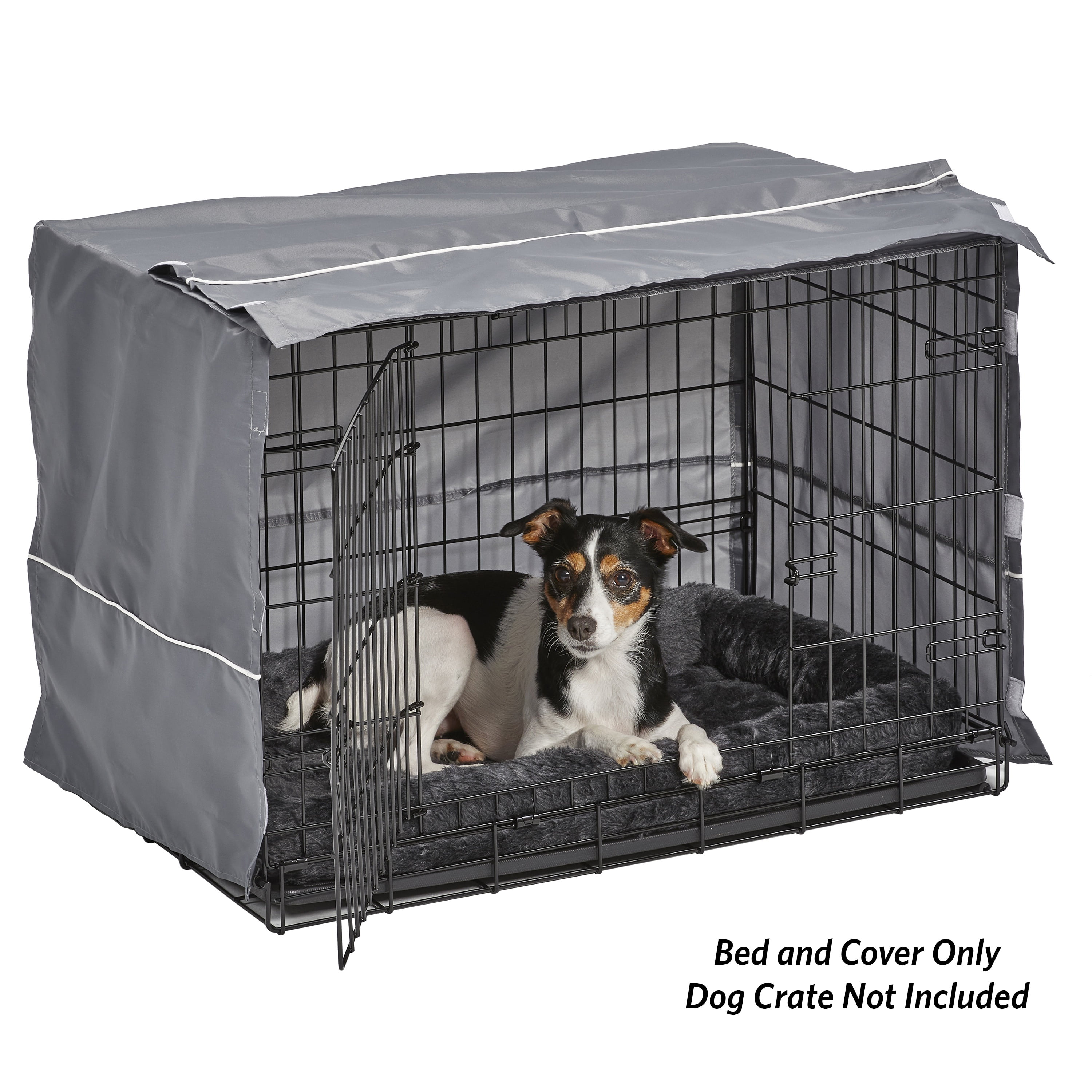 MidWest Homes for Pets New World Comfort Kit, Matching Dog Crate Cover & Bed, Fits 30’’ Crate, Gray