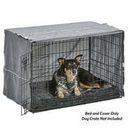 MidWest Homes for Pets New World Comfort Kit, Matching Dog Crate Cover & Bed, Fits 36’’ Crate, Gray