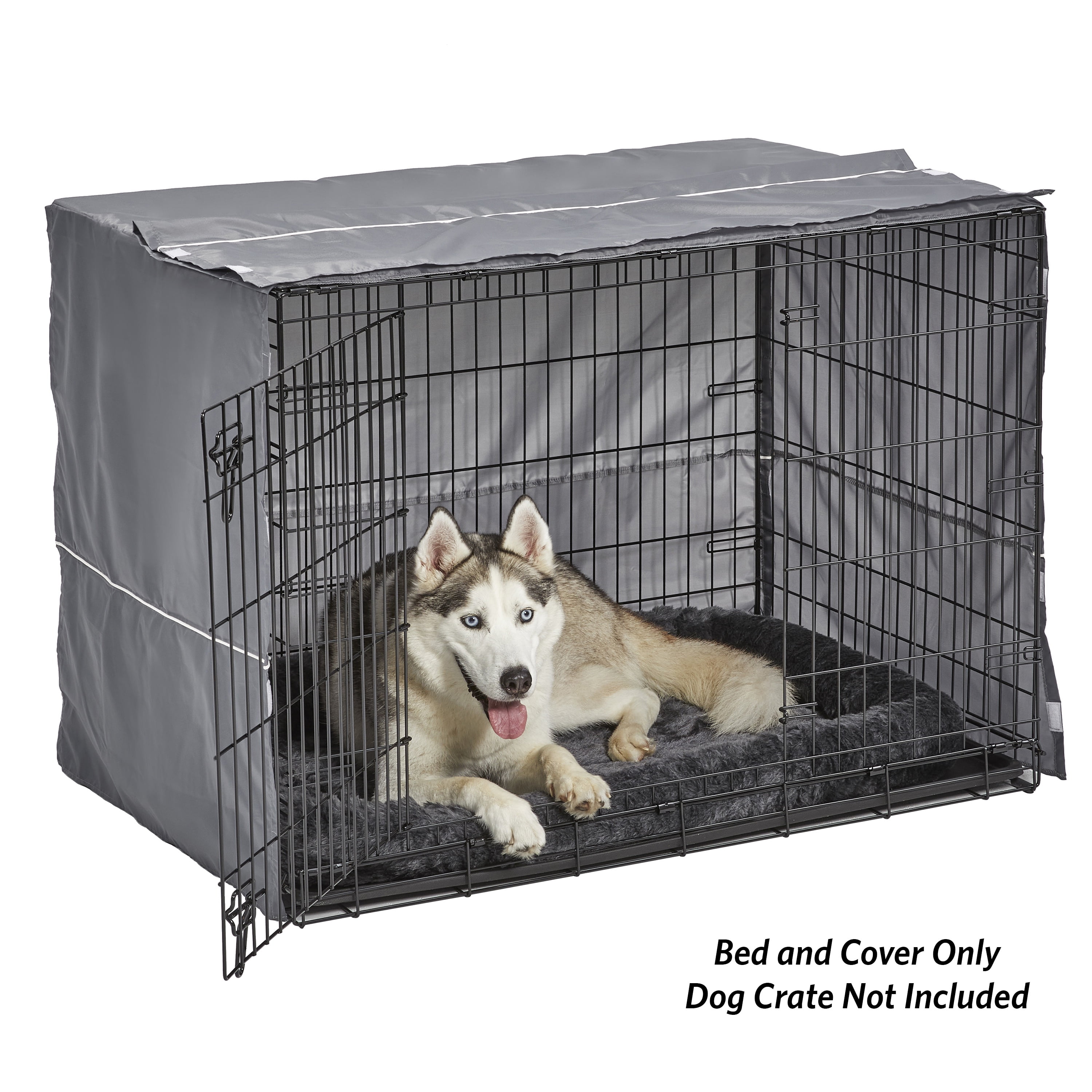 MidWest Homes for Pets New World Comfort Kit, Matching Dog Crate Cover & Bed, Fits 42’’ Crate, Gray