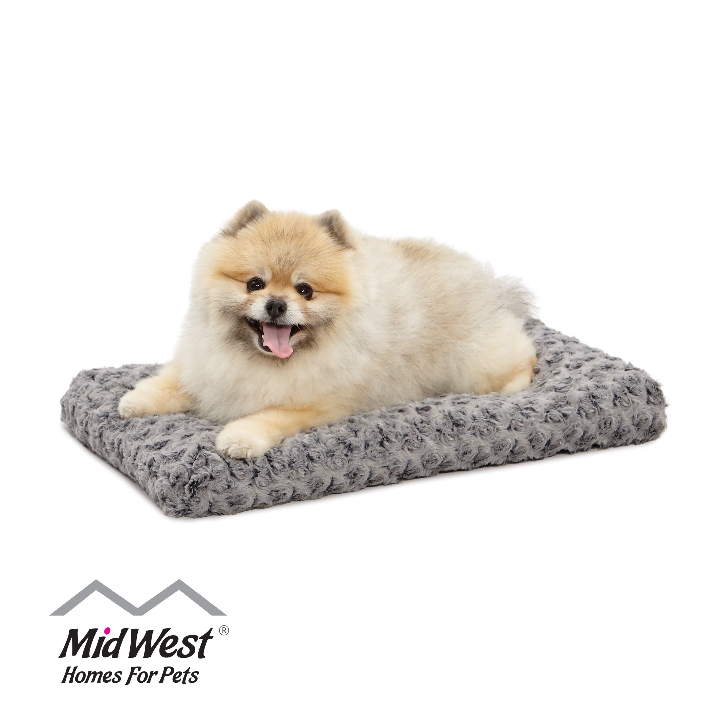 Gray Plush Tufted Pet Bed and Crate Mat, 22"