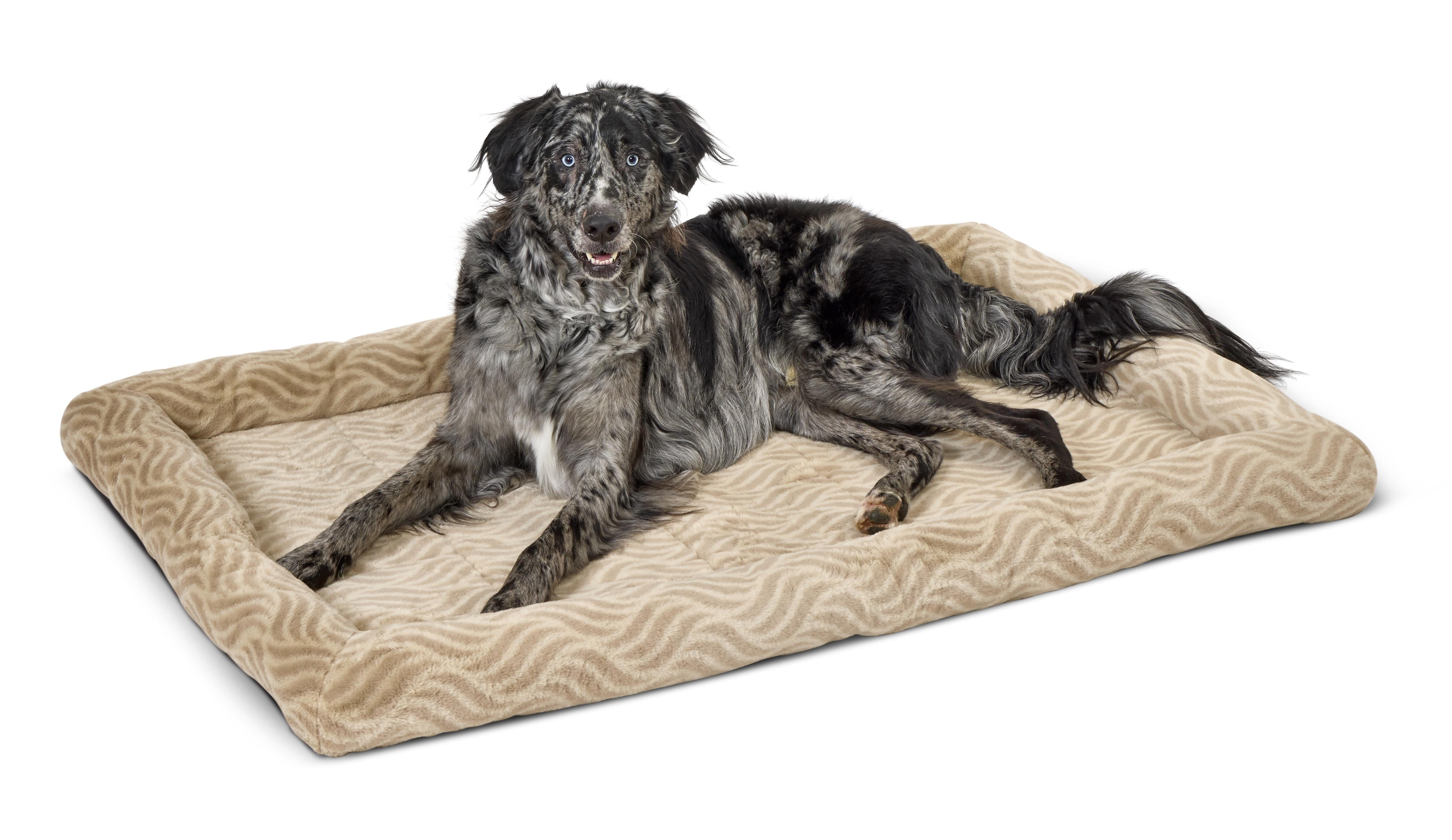 Extra Large Tan Polyester Bolster Pet Bed for Giant Breeds