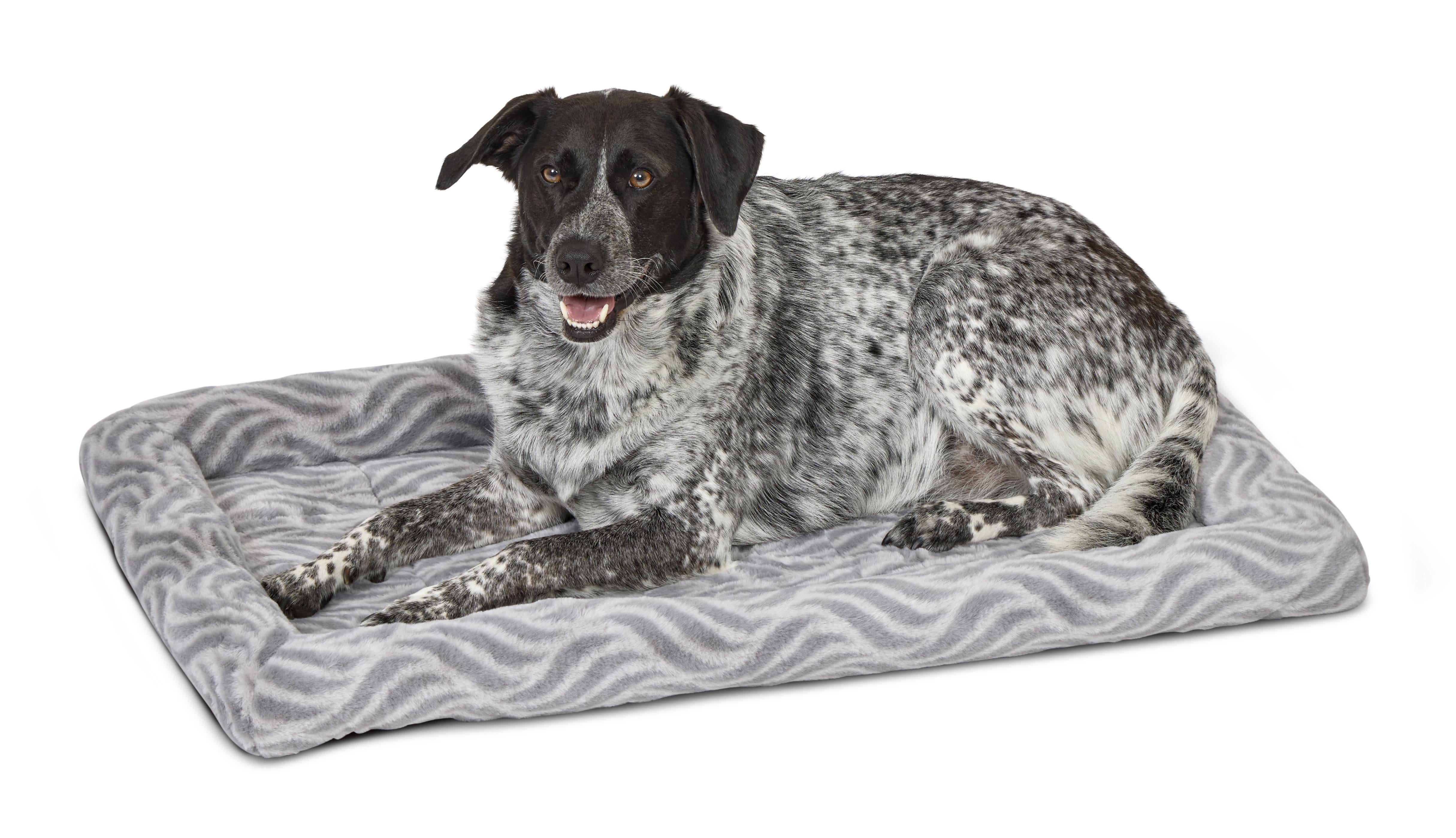 Gray Cotton Blend Rectangular Pet Bed for Medium Dogs
