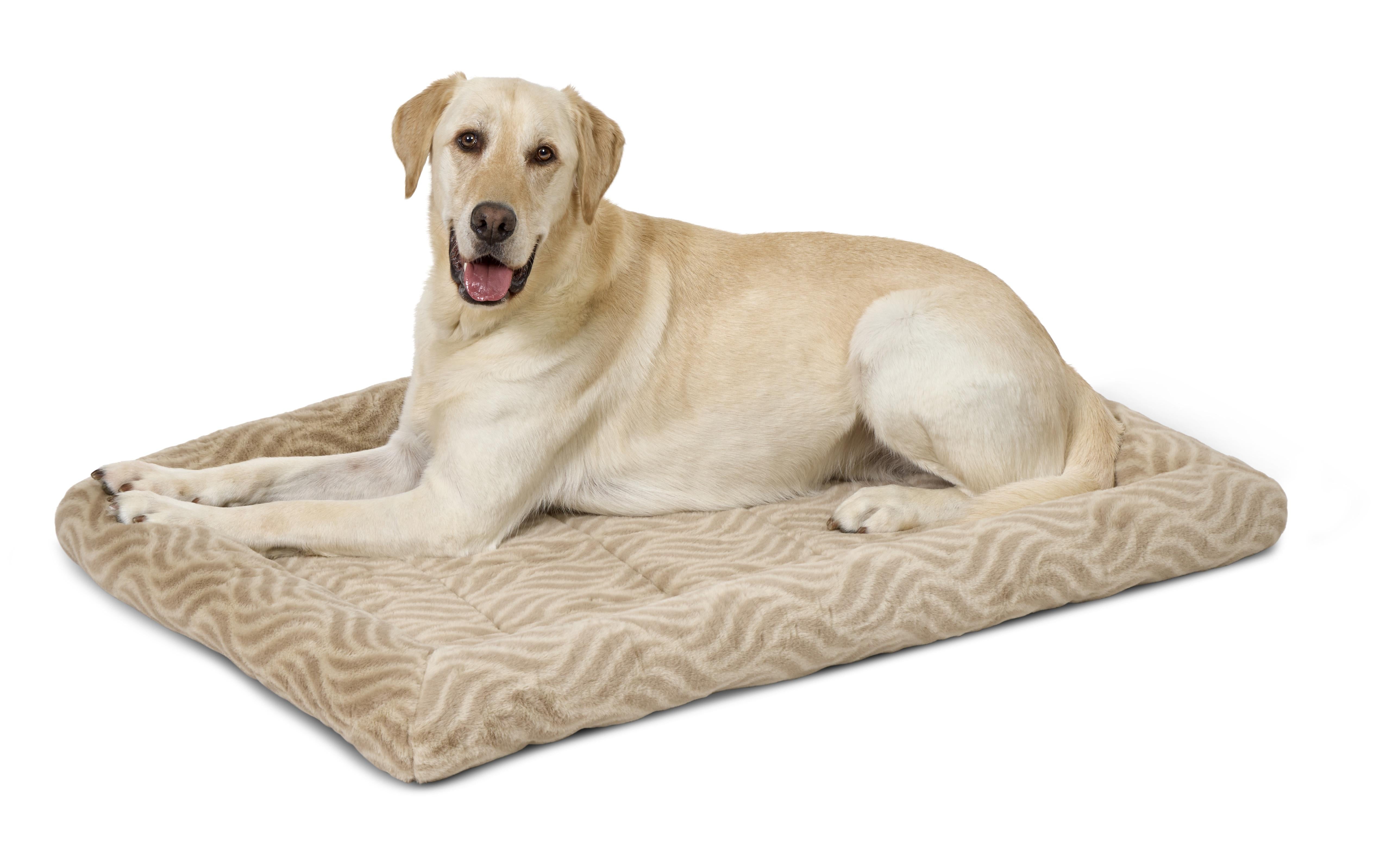 Tan Polyester Wave Bolster Pet Bed for Medium Breeds