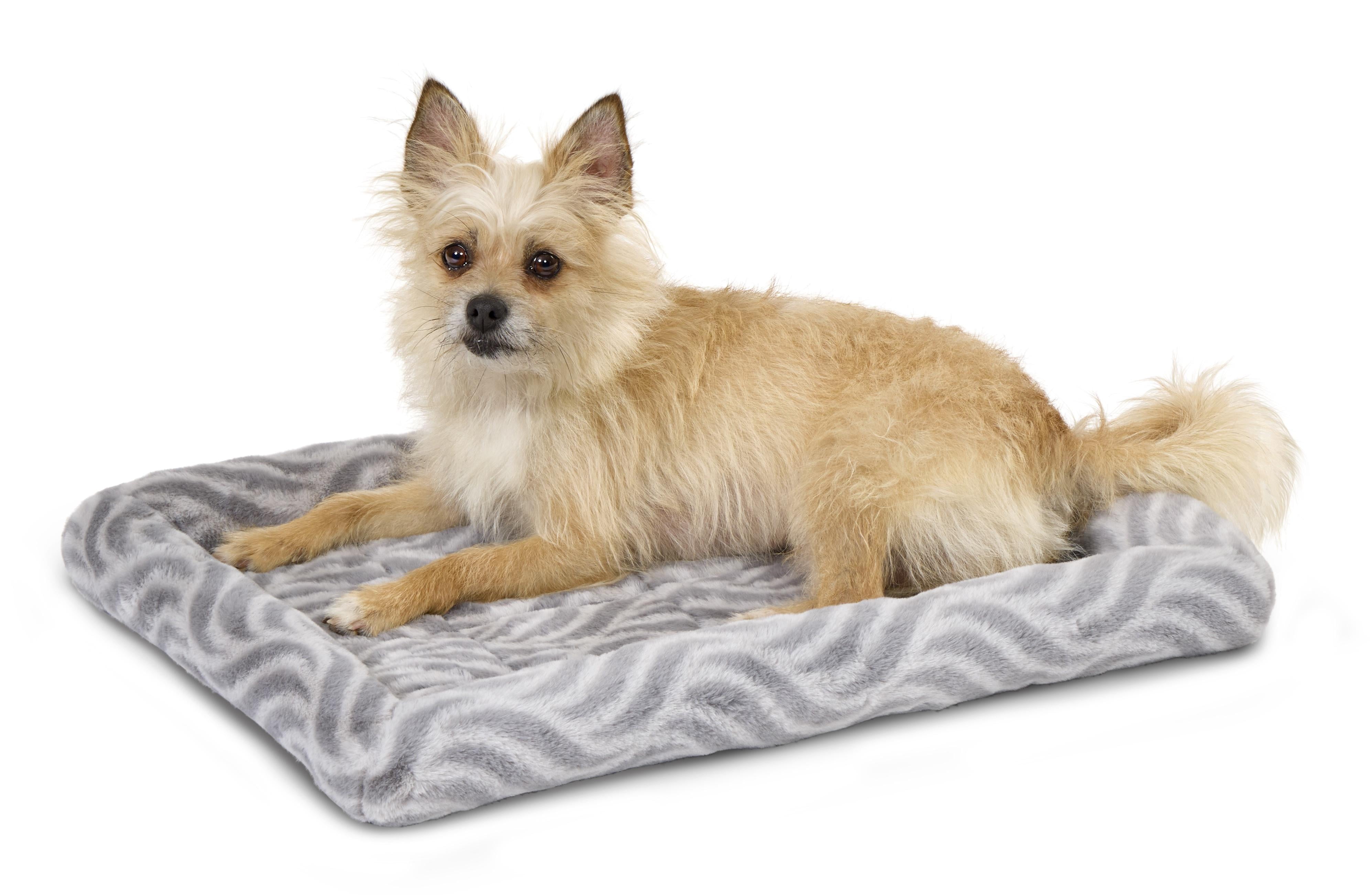 Gray Polyester Wave Pattern Bolster Pet Bed for Medium Breeds
