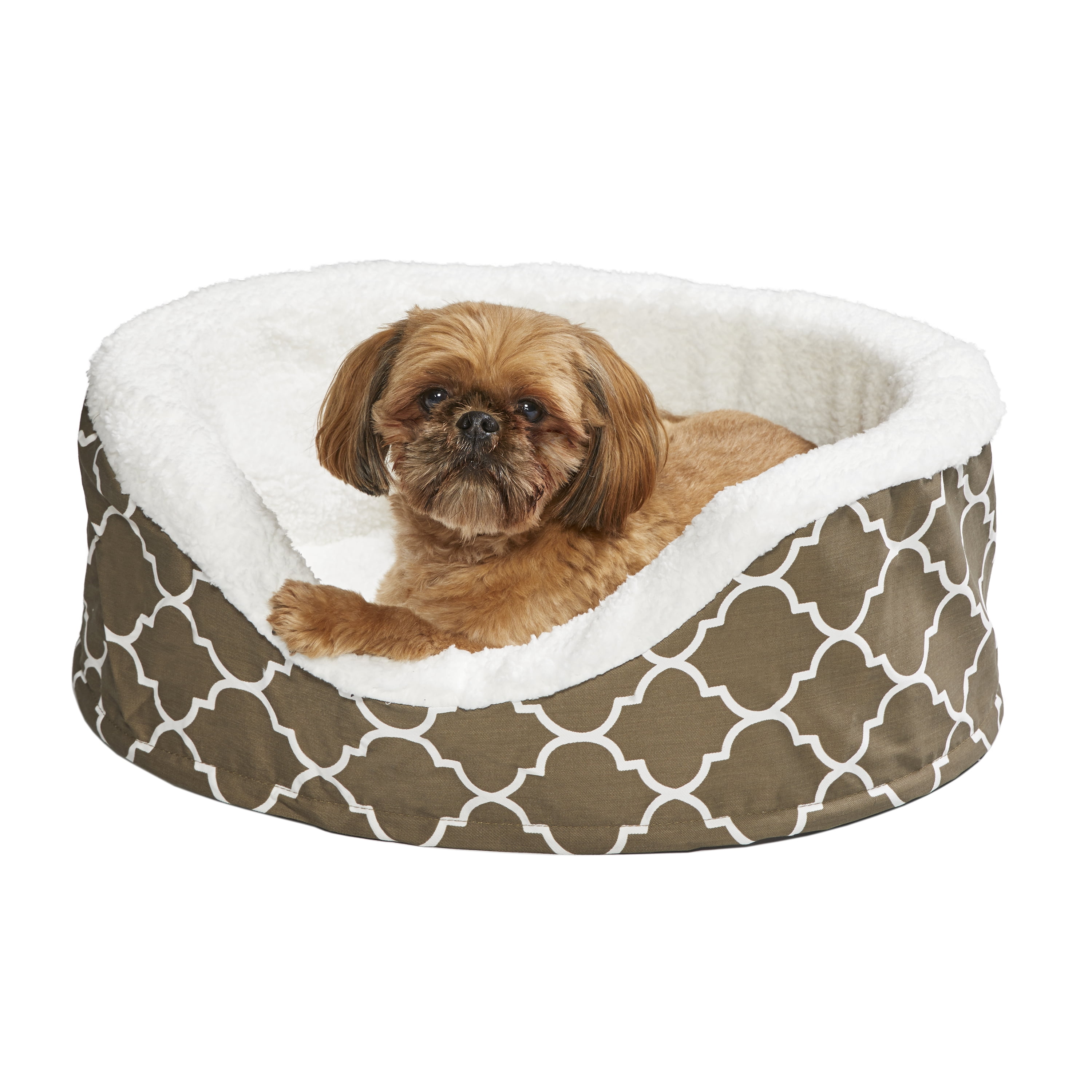 Small Brown Orthopedic Elevated Pet Bed with Foam Base