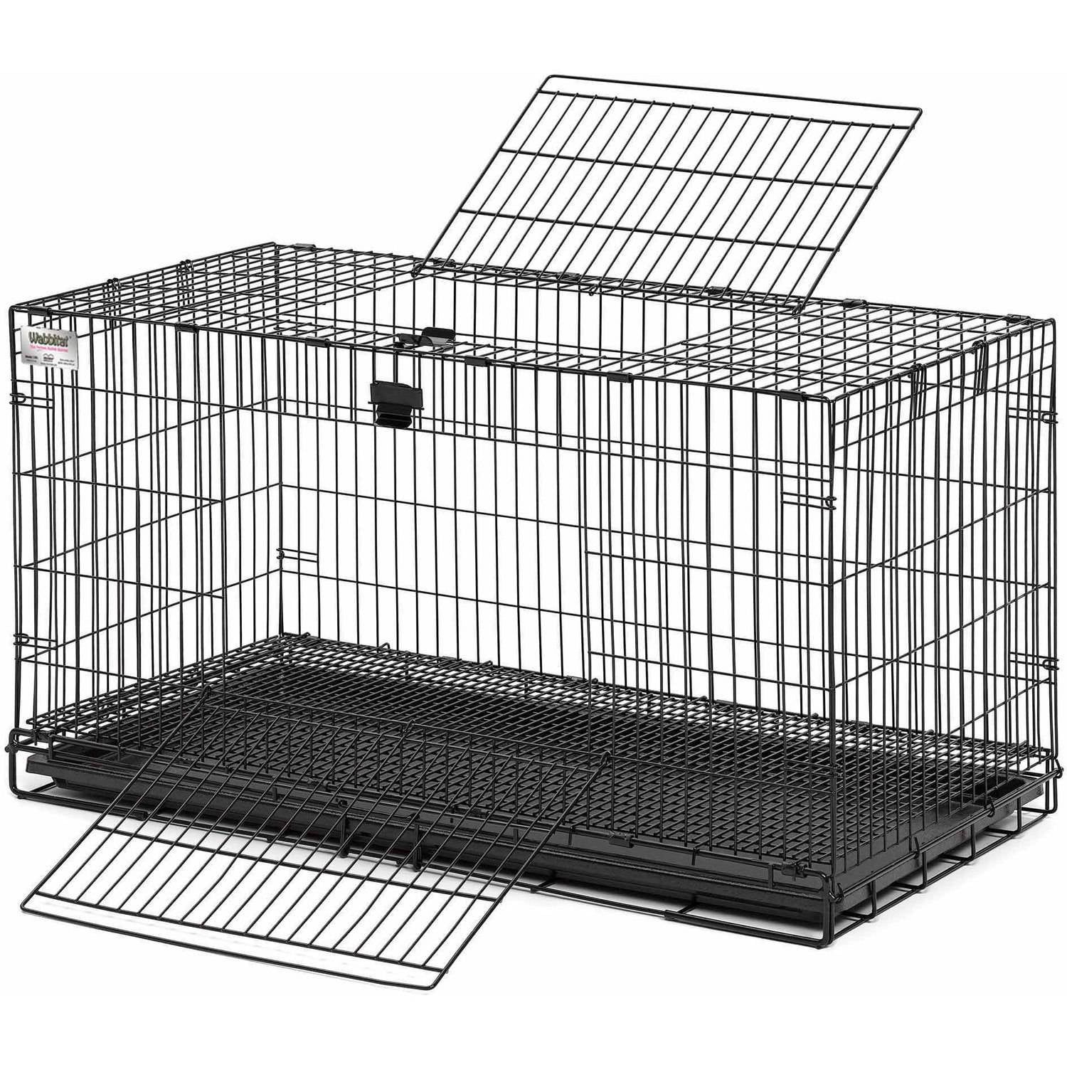 Large Black Metal Rabbit Habitat Cage with Slide-Out Pan