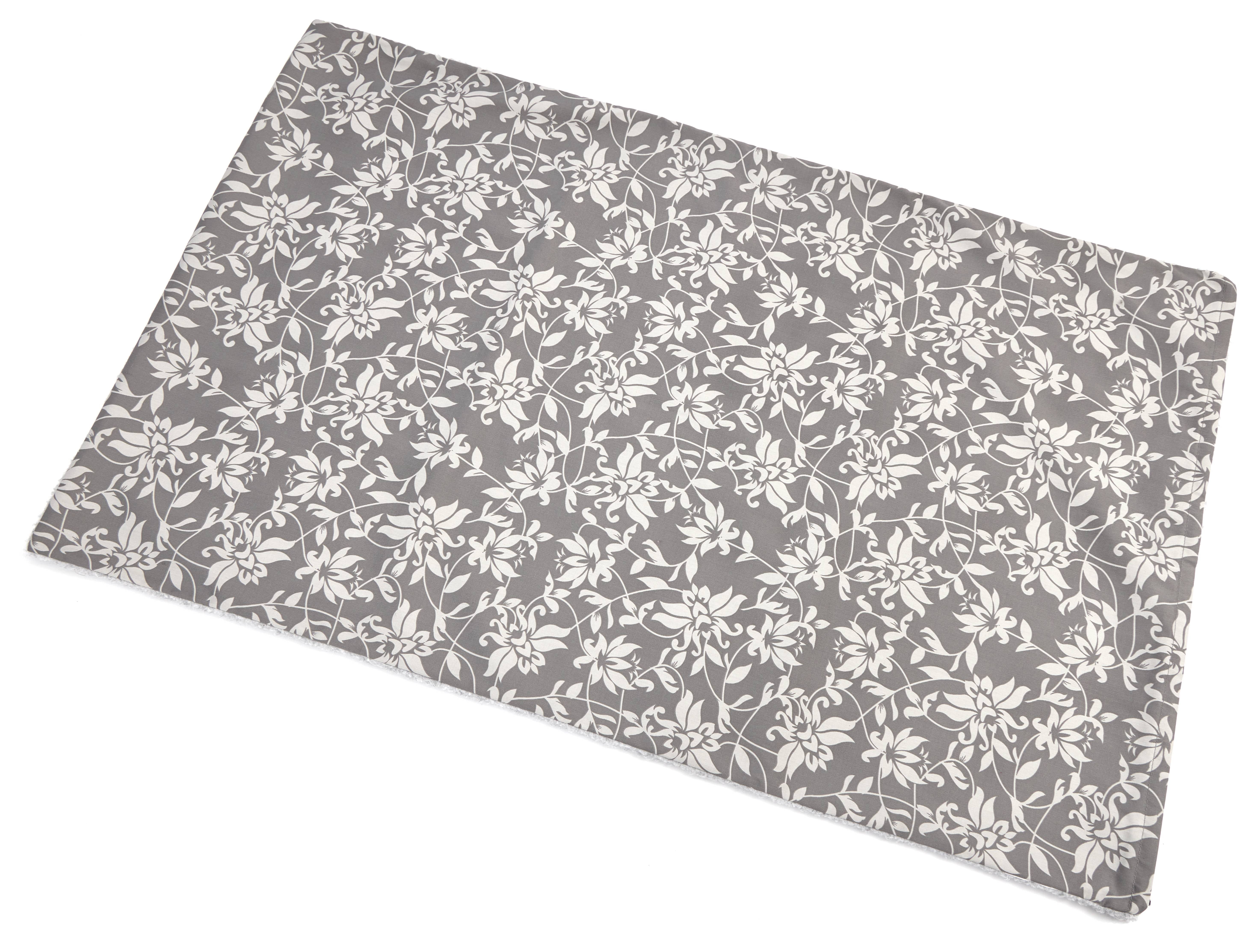 MidWest Quiet Time Reversible Crate Pan Cover 48" Gray Floral/Fleece