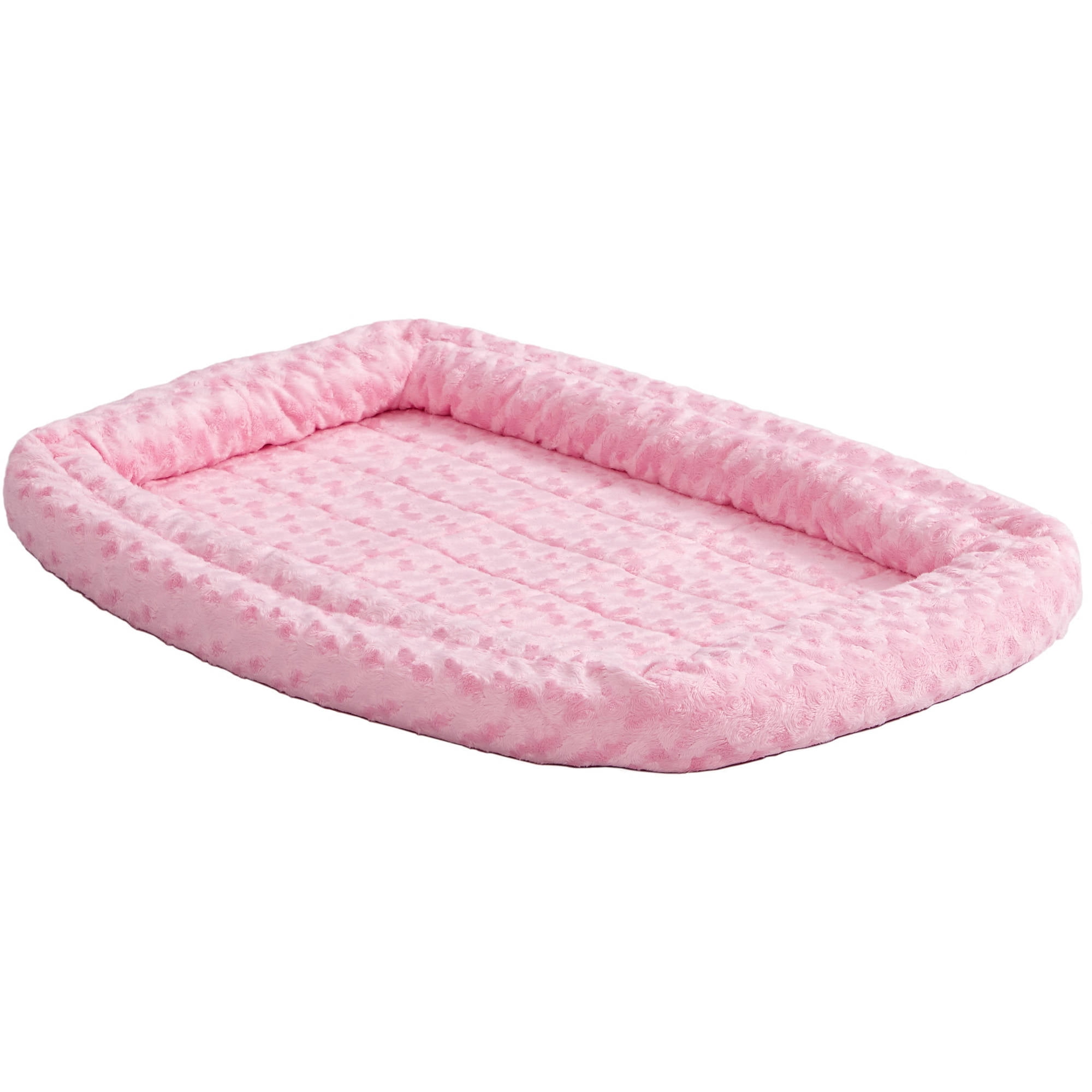MidWest QuietTime Double Bolster Dog Bed & Crate Mat, Pink, 24
