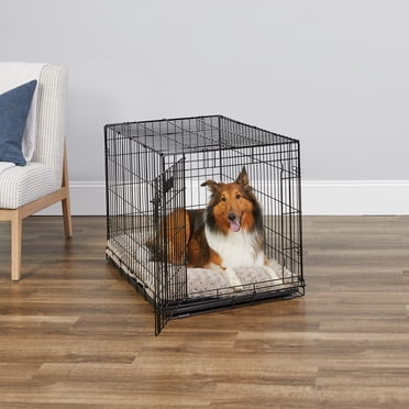 CAPHAUS Foldable Dog Crate Wire Metal Dog Kennel w/Leak-Proof Pan ... - Live Edge Dog Crate With Mesh Panels And Air Flow