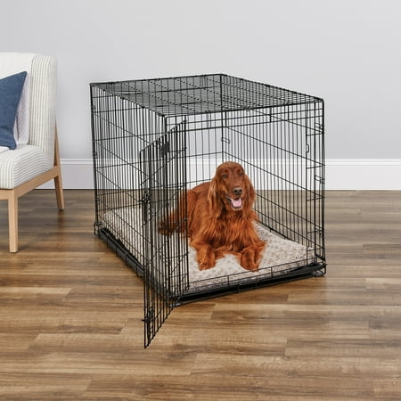 MidWest Homes for Pets 42-Inch iCrate Folding Dog Crate with Divider Panel, Leak-Proof Tray & Secure Latches – Metal Wire Kennel for Large Breeds – Portable, Durable & Easy to Assemble