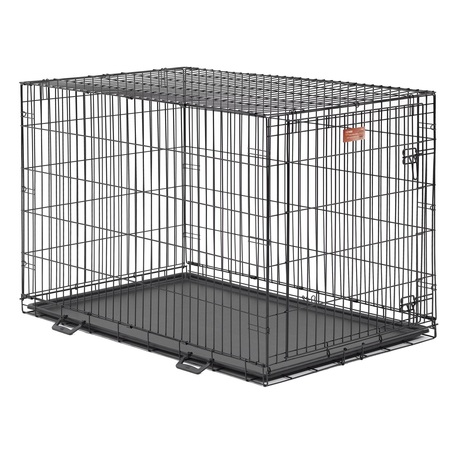 MidWest iCrate for Dogs, Metal, Single Door, Includes Leak-Proof Pan, Floor Protecting Feet, Divider Panel, Foldable, Black, 48" L x 30" W x 33" H
