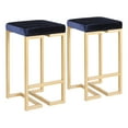thumbnail image 1 of Midas 26" Contemporary-Glam Counter Stool In Gold With Blue Velvet Cushion - Set Of 2, 1 of 7