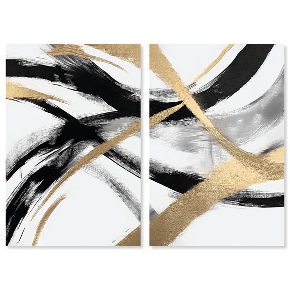 Midas Arc Waves Set Canvas Print Living Room Wall Art by Art Remedy, Gallery Wrapped, 36 x 54