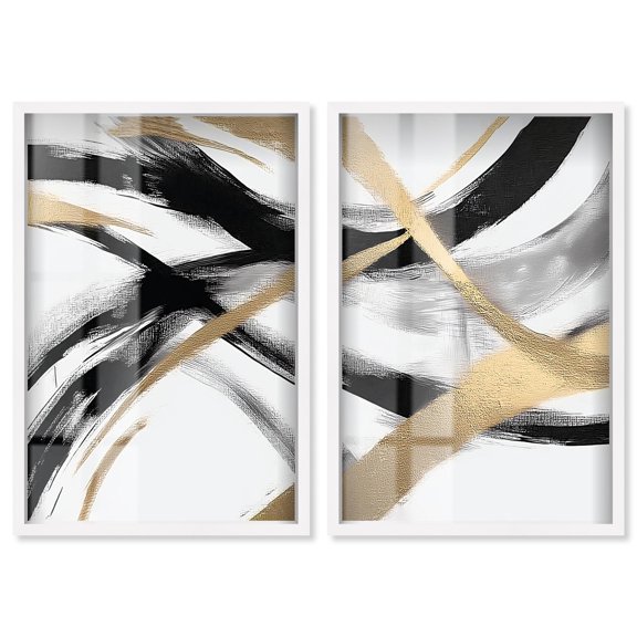 Midas Arc Waves Set Shadowbox Print Living Room Wall Art by Art Remedy, White Frame, 10 x 15
