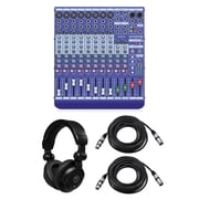 Midas DM12 12 Input Analog Live and Studio Mixer with Microphone Preamplifier, Bundle with Turnstile Audio TAPH100 Headphones and 2x H&A 25 XLR Microphone Cable