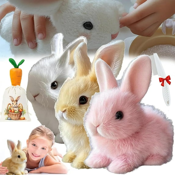 Midasn Realistic Bunny, Bunnypal - Petsboro Bunnypal, Zynco Bunby - My Realistic Bunny Toy, Interactive Stuffed Animal Rabbit Toy That Moves, Jumping, Twitching, and Ears (3pcs)