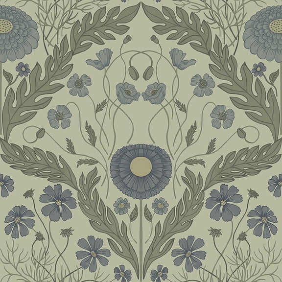Midbec Marguerite Green Damask Wallpaper