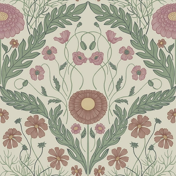 Midbec Rosa Blue Ornamental Florals Unpasted Non Woven Wallpaper, 20.5-in by 33-ft, 56.4 sq. ft.