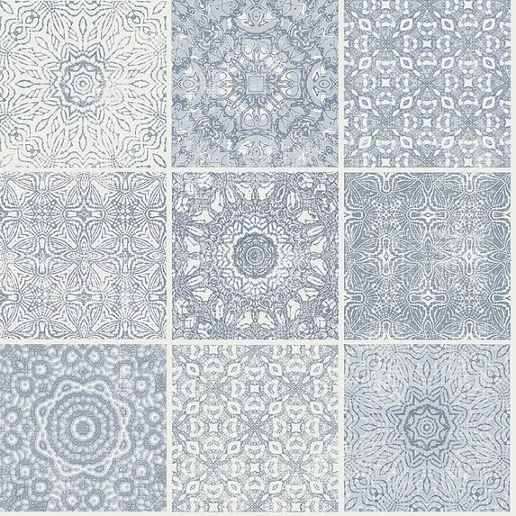 Midbec Tile Blue Mosaic Wallpaper, 20.5-in by 33-ft, 56.38 sq. ft.