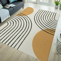 Midcentury Abstract Area Rug for Living Room Bedroom, Boho Sun Minimalist Soft Washable Carpet, Indoor Decorative Rug with Non-Slip Backing 12"x20"