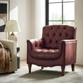 thumbnail image 1 of Midcentury Genuine Leather Armchair Upholstered Lounge Chair Button Tufted Nailhead Trim Red, 1 of 9