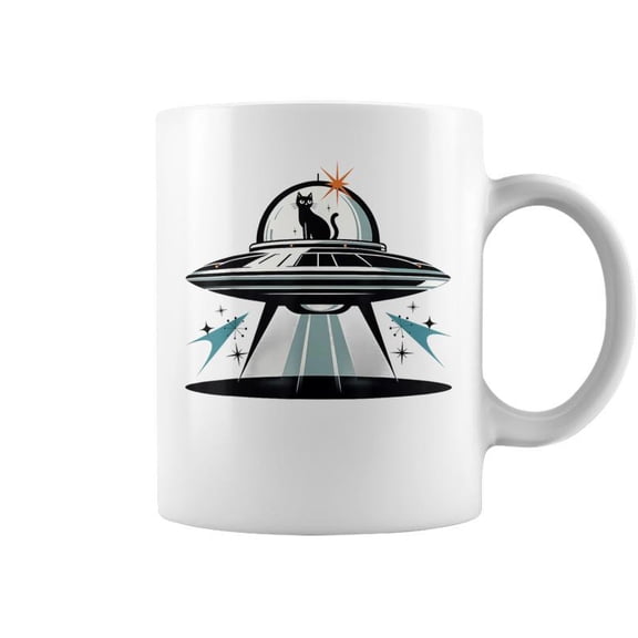 Midcentury Mid Century Cat Retro Atomic Age Space Capsule Coffee Mugs