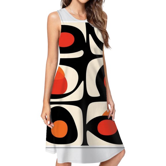 Midcentury Modern Abstract Art Dress Elegant Party Dresses Evening Dresses Women Dress Sleeveless Dress Ladies Dresses
