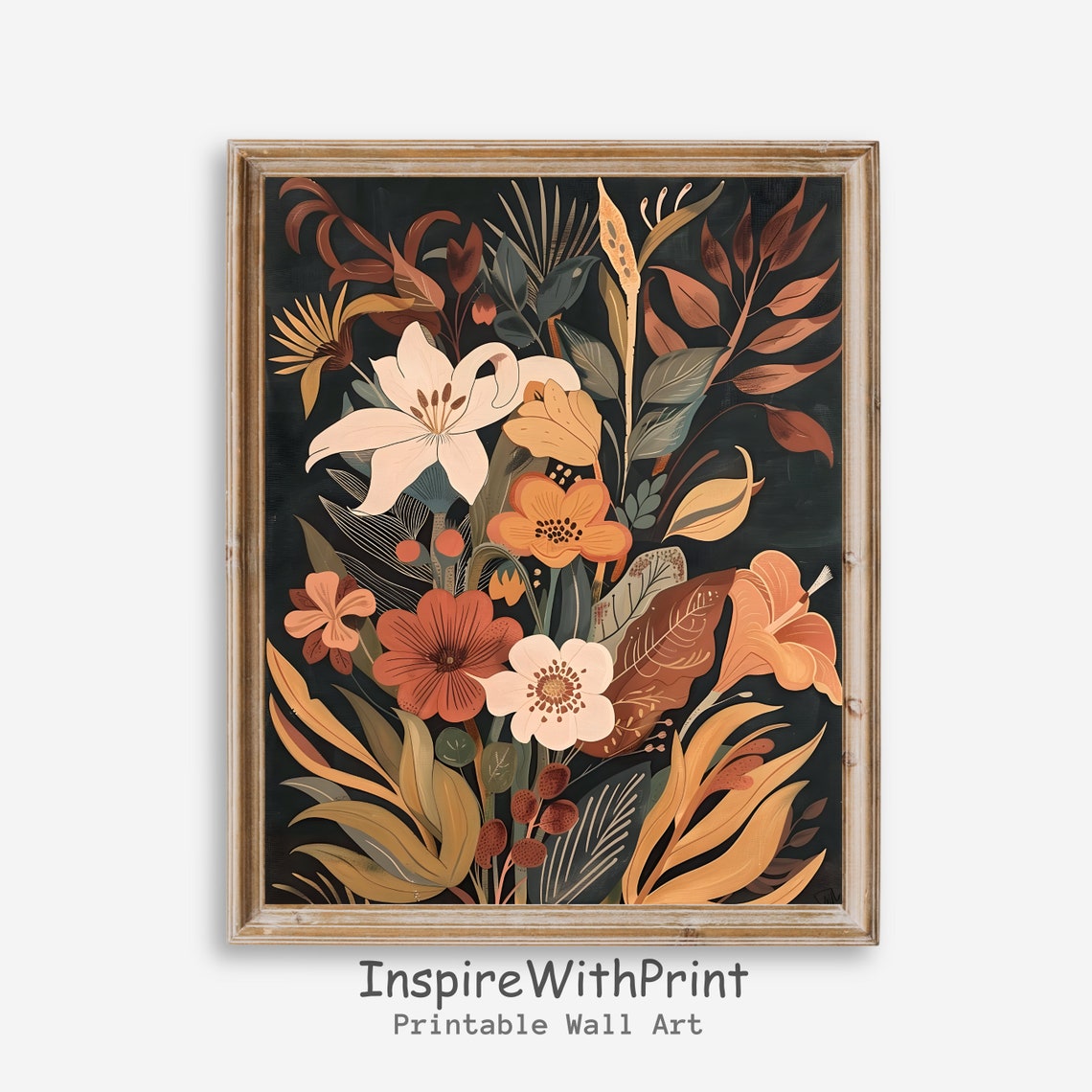 Midcentury Modern Boho Flowers Bouquet Wall Art Printable MCM Wall Art Midcentury Modern Boho Flowers Bouquet Wall Art Printable MCM Wall Art
